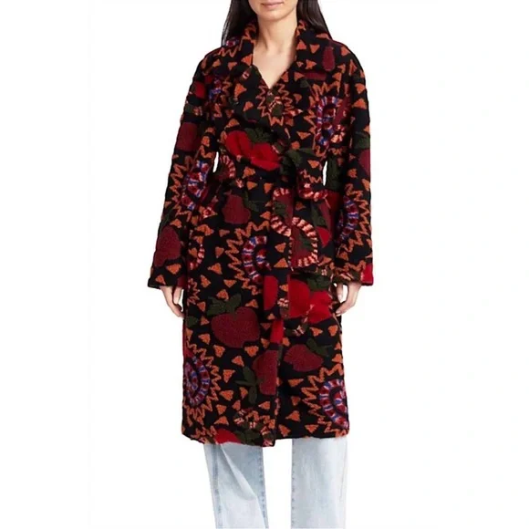 FARM Rio Womens Jungle Snake Fruit Black Apple size medium oversized coat - Picture 2 of 10